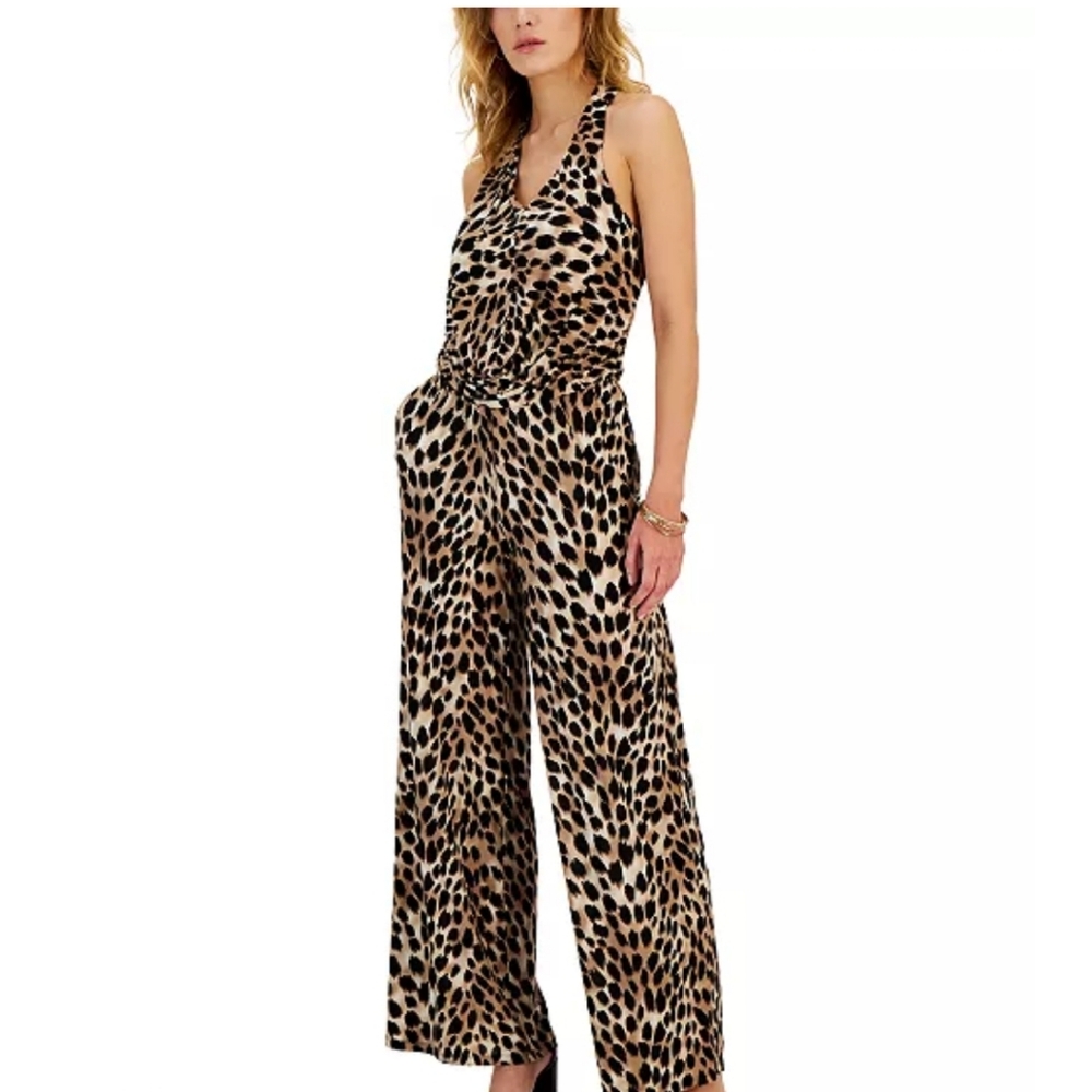 NWT INC Brand women's XXL halter style one Piece Romper. Cheetah print.